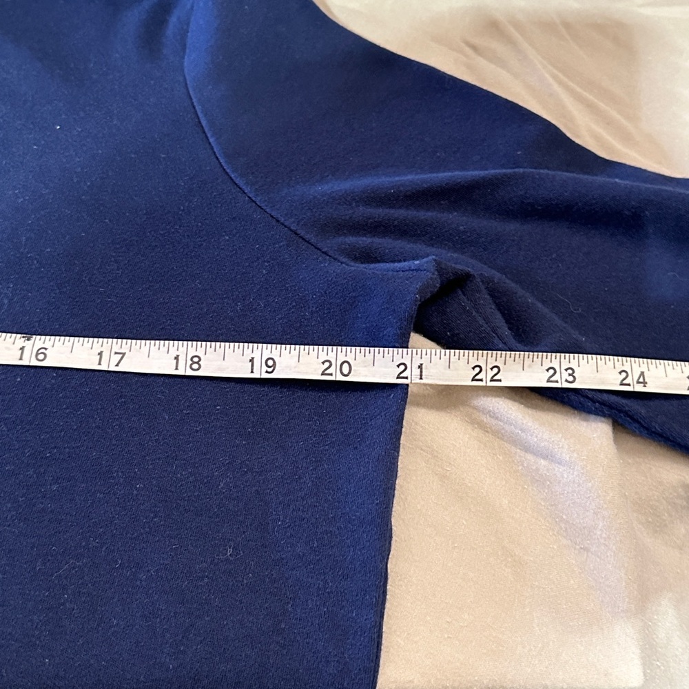 Kim Rogers Navy Blue Pumpkin Petite 3/4 Sleeve Crew Neck Graphic blouse (4036) - Picture 6 of 8
